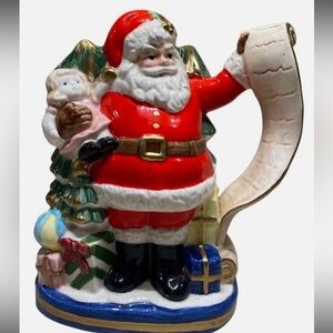 Vintage 1993 North Pole Express Santa Water Pitcher Mug Plantar Fitz & Floyd